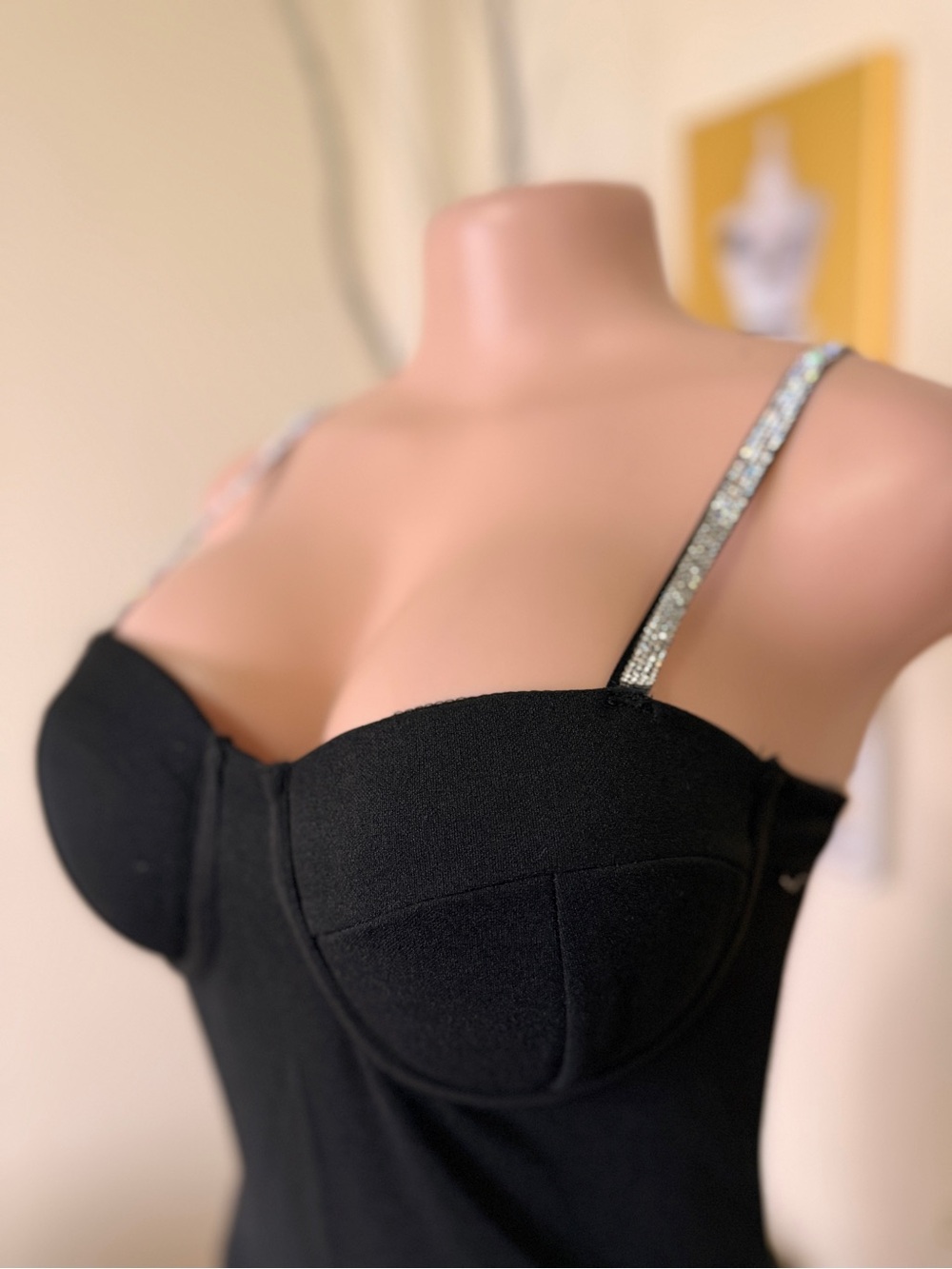 Black Rhinestone-Strap Bustier Tank Top - Picture 4 of 5